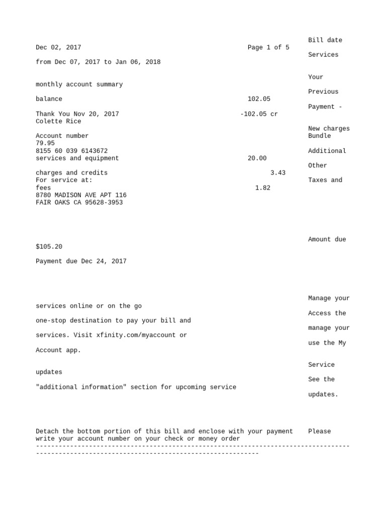 X bILL xFINITY | PDF | Telecommunications | Payments