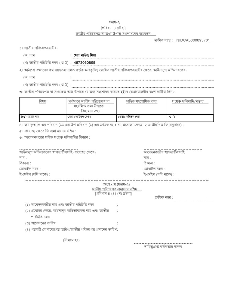 Correction Form | PDF