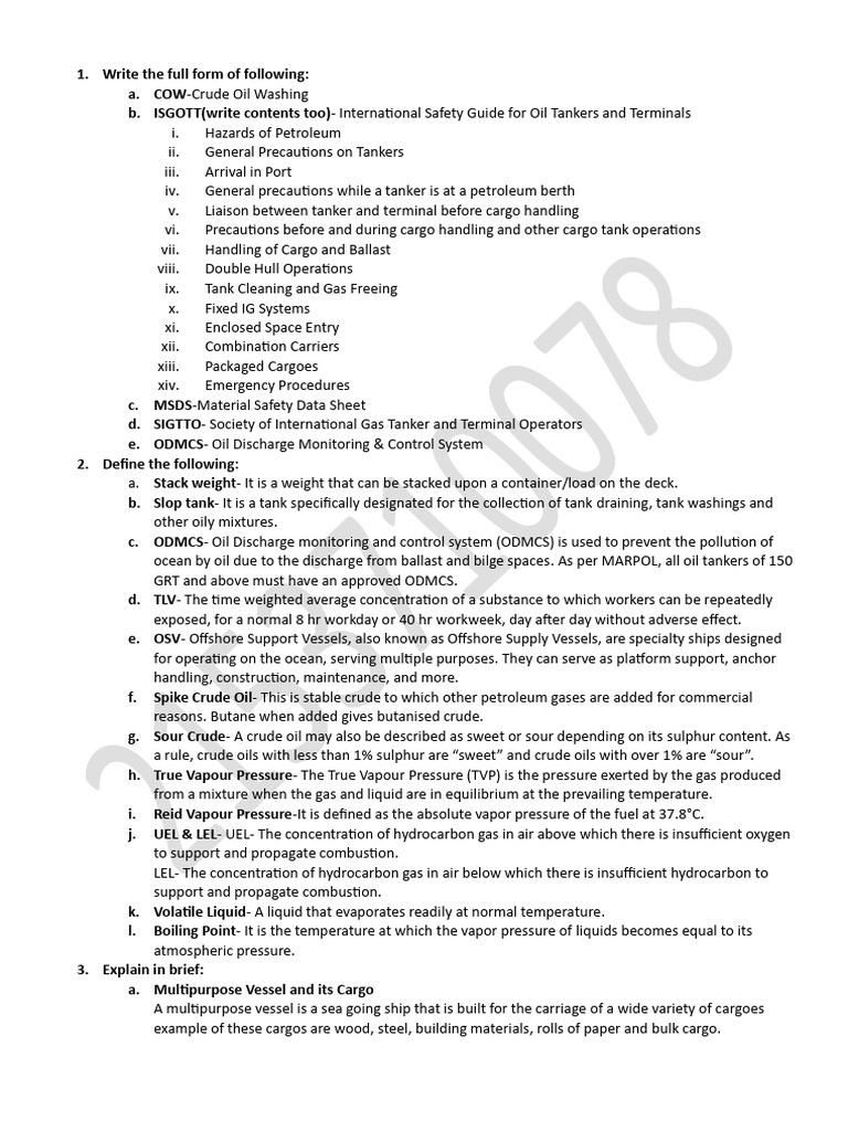 Specialized Cargo Handling & Stowage QA | PDF