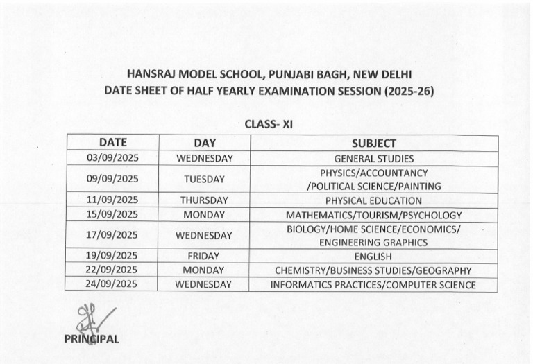 Date Sheet | PDF