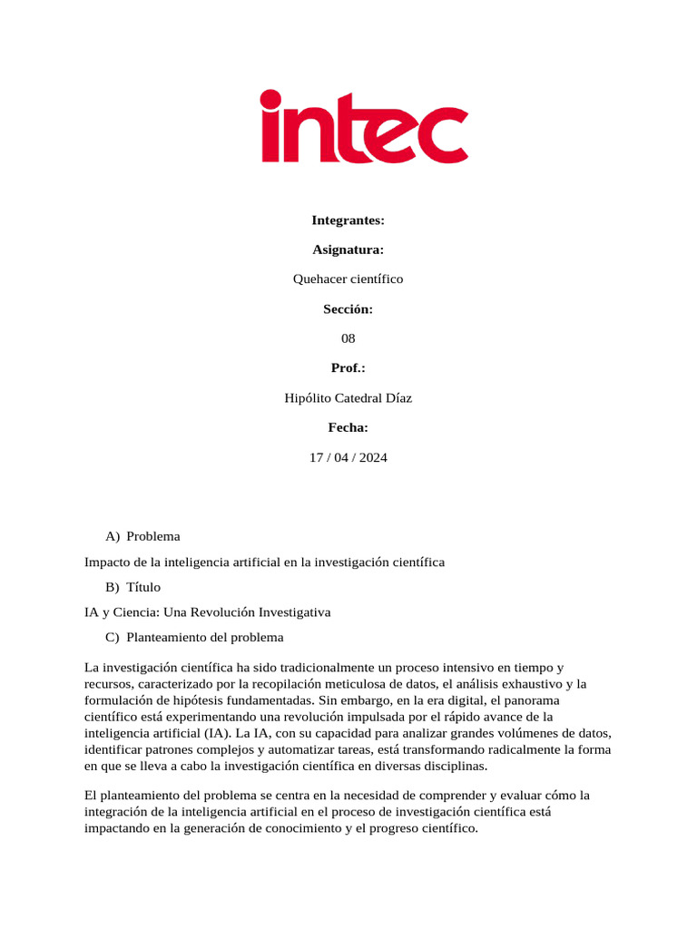 Impacto de La IA en La Investigación Científica | PDF | Inteligencia ...