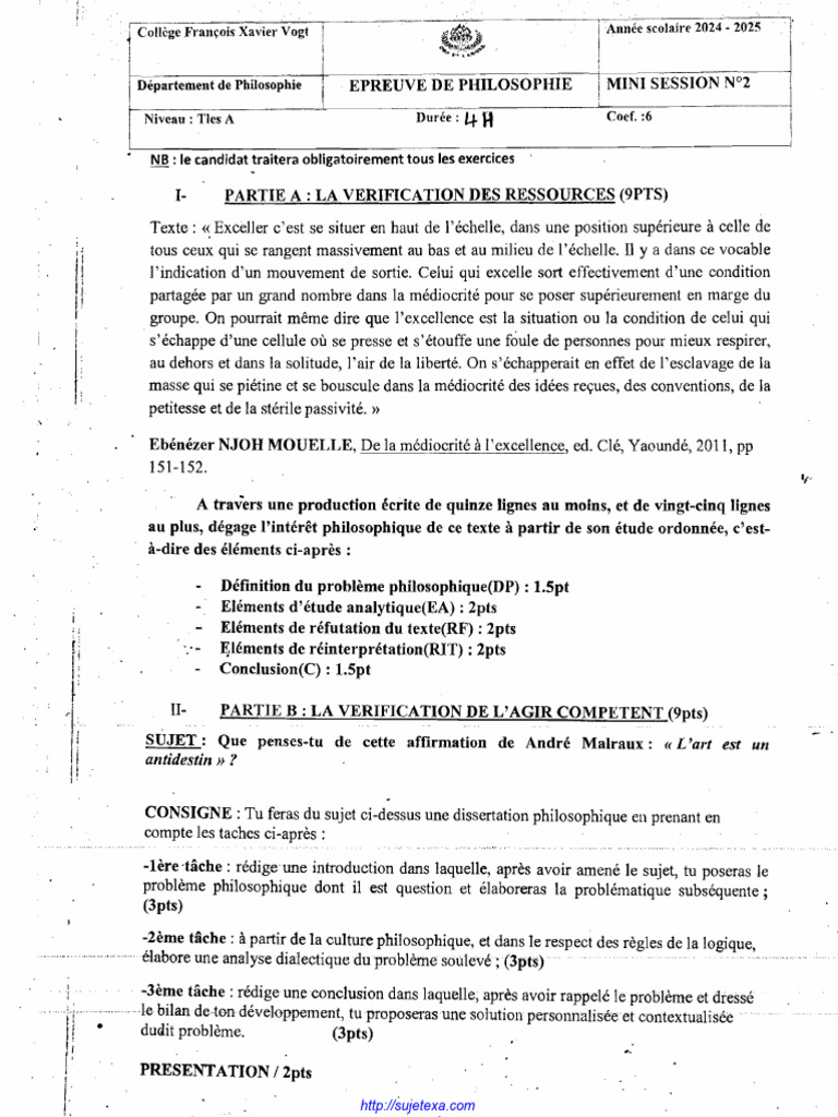 Philosophie TleA Seq4 Jan25 Vogt | PDF