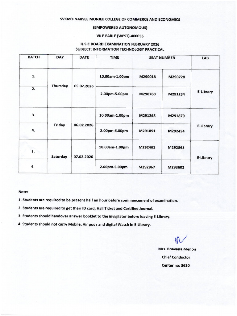 I. T. HSC Board Examination Feb 2026 | PDF