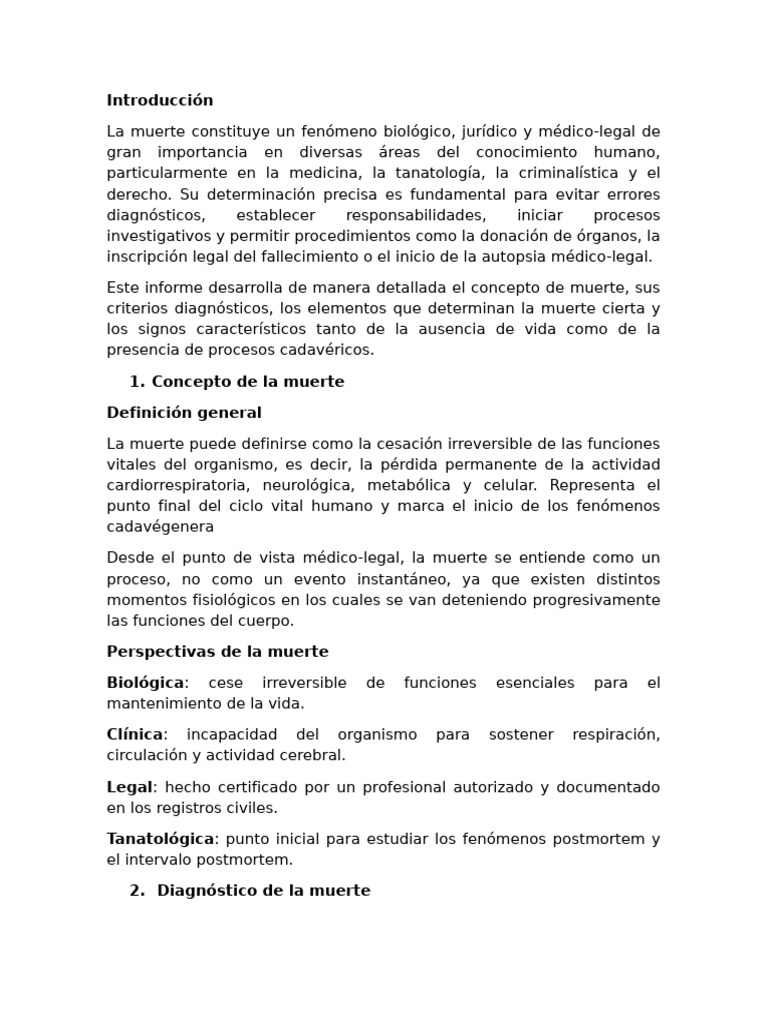 Informe de Medicina Legal | PDF | Descomposición | Muerte