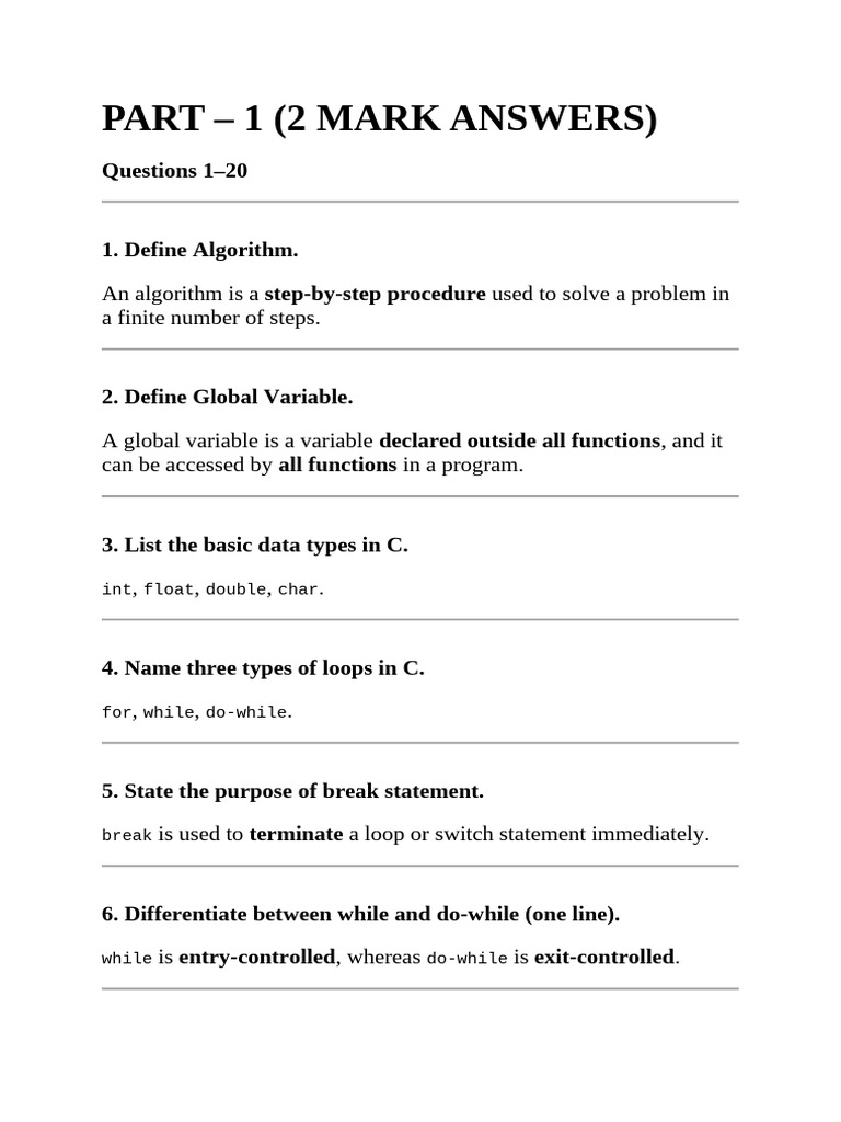 C Program 60 Quesrtion Answer | PDF | Computer Program | Programming