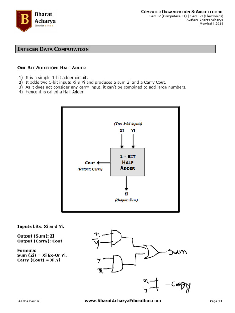 3) COA ALU Adder Circuits Notes | PDF | Computer Engineering | Theory ...
