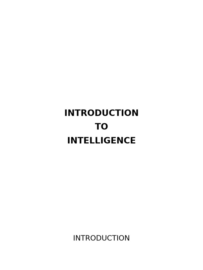 Introduction To Intelligence - Ragini | PDF | Intelligence ...