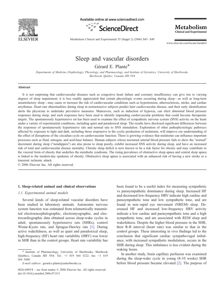 Sleep and Vascular Disorders Ymeta | PDF | Blood Pressure | Hypertension