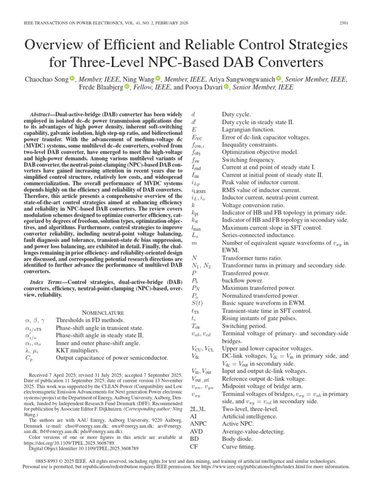 Overview of Efficient and Reliable Control Strategies For Three-Level ...