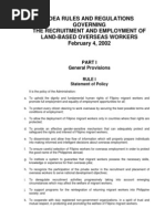 Poea Rules and Regulations Governing The Recruitment and Employment of Land-Based Overseas Workers February 4, 2002