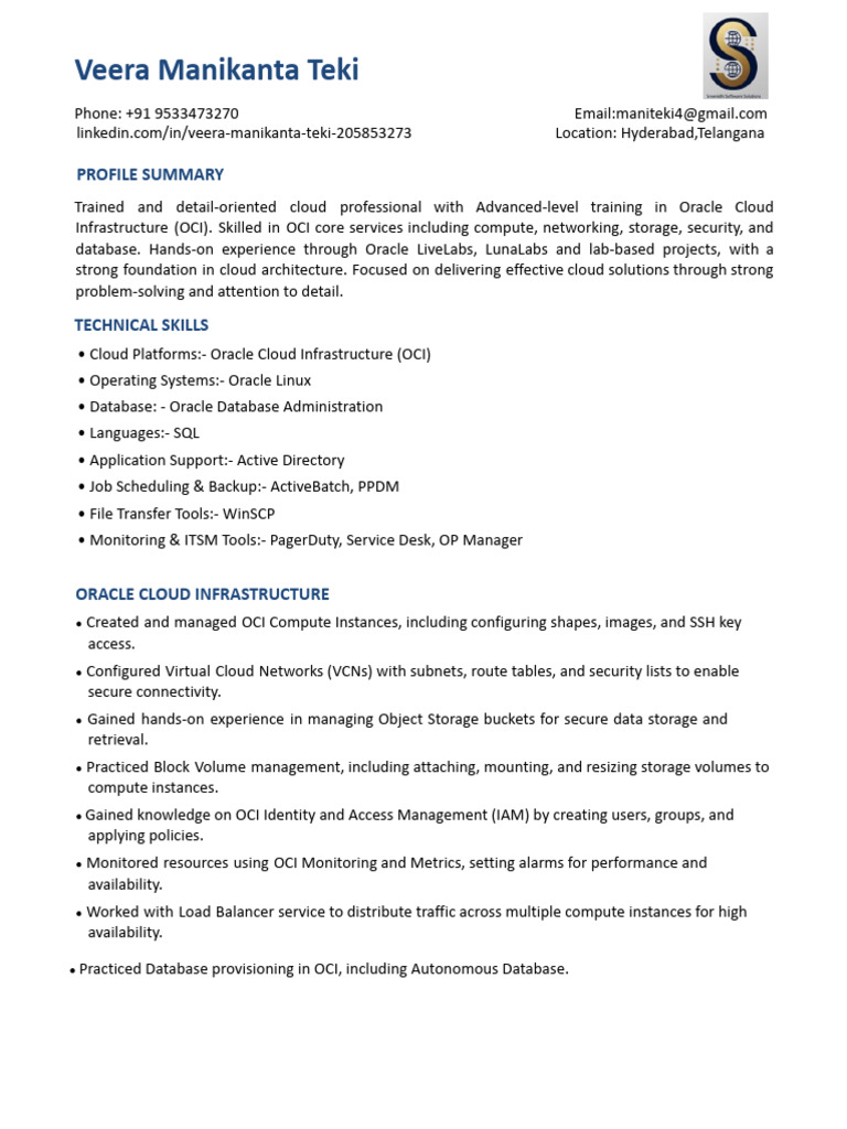 Manikanta Cloud Consultant Resume | PDF | Cloud Computing | Databases