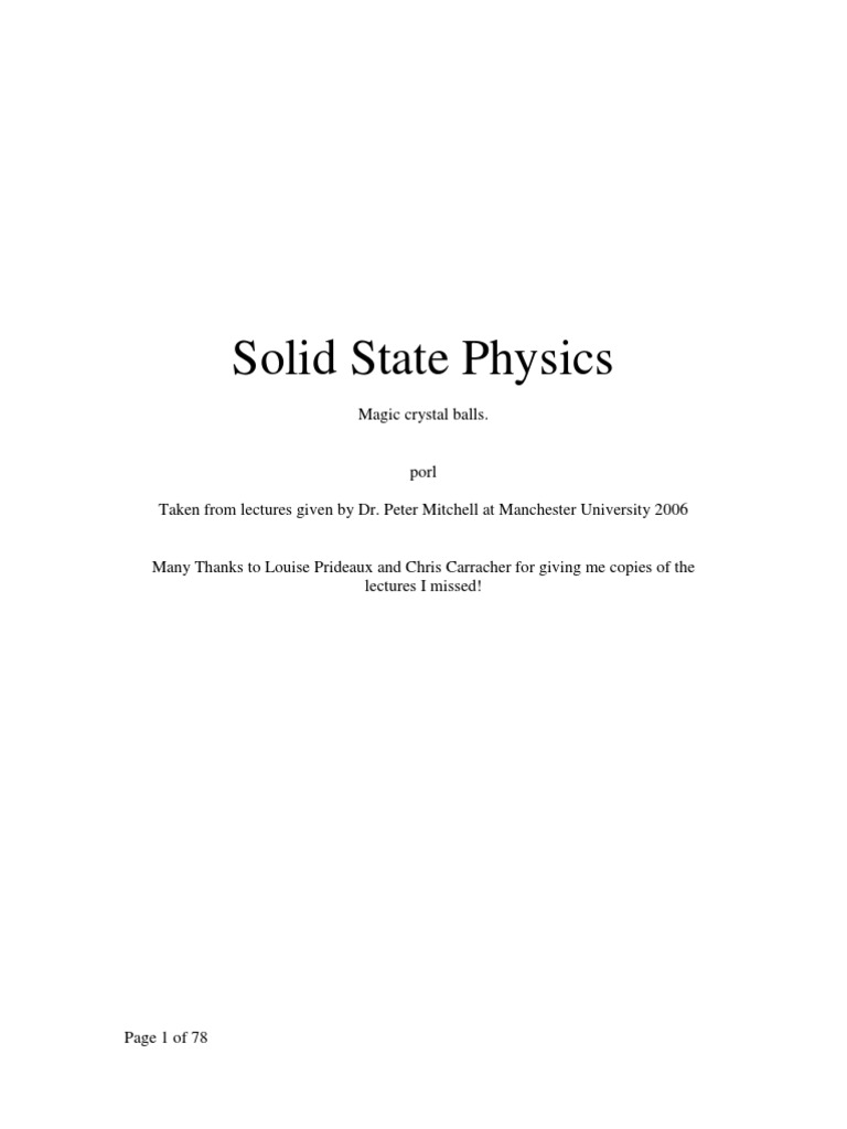 Solid State Physics | PDF | Crystal Structure | X Ray Crystallography