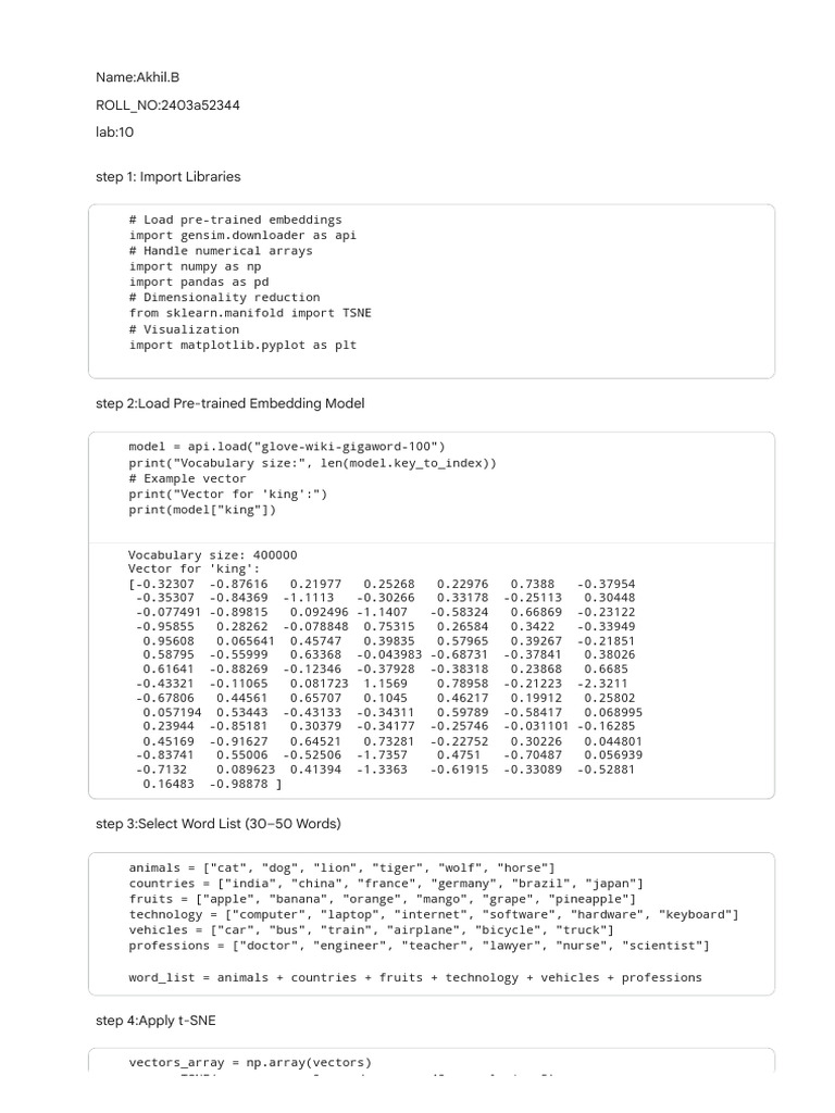 2403A52344 - NLP - Lab - 10 - Colab | PDF | Information Science