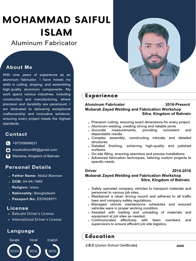 Mohammad SaifuL Islam - CV | PDF | Bahrain | Mechanical Engineering