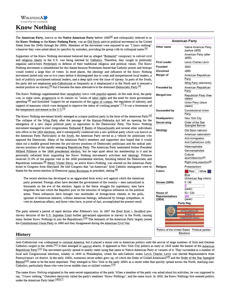 Know Nothing | PDF | Politics Of The United States | American Government