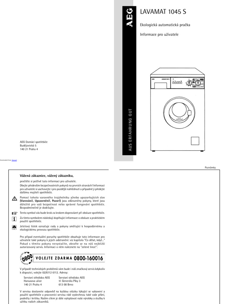 AEG Lavamat 1045 Washing Machine | PDF