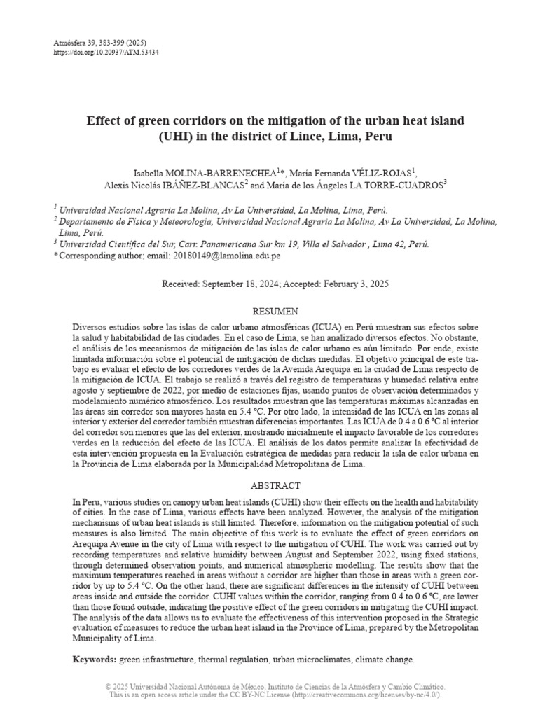 Lima - Effects of Green Corridors | PDF | Nature | Applied And ...