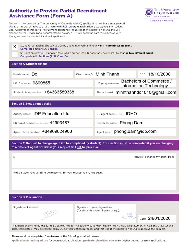 UQ - Agent - Partial Form (Agent Nomination Form) - November 2023 (NEW ...