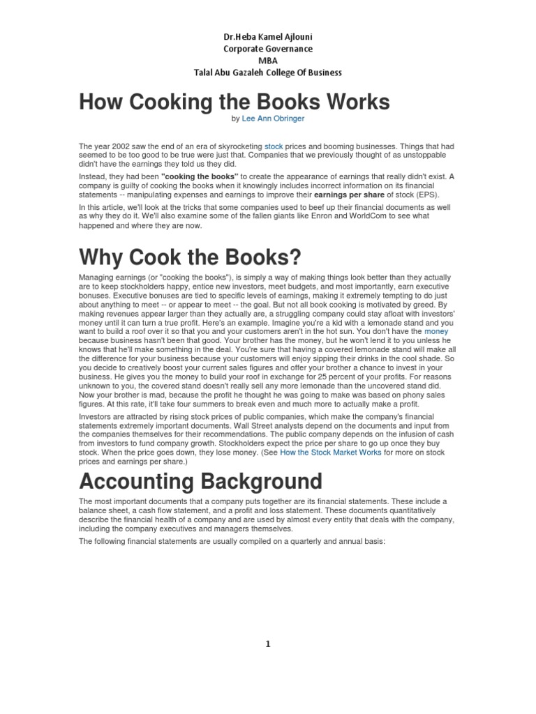 How Cooking The Books Works PDF