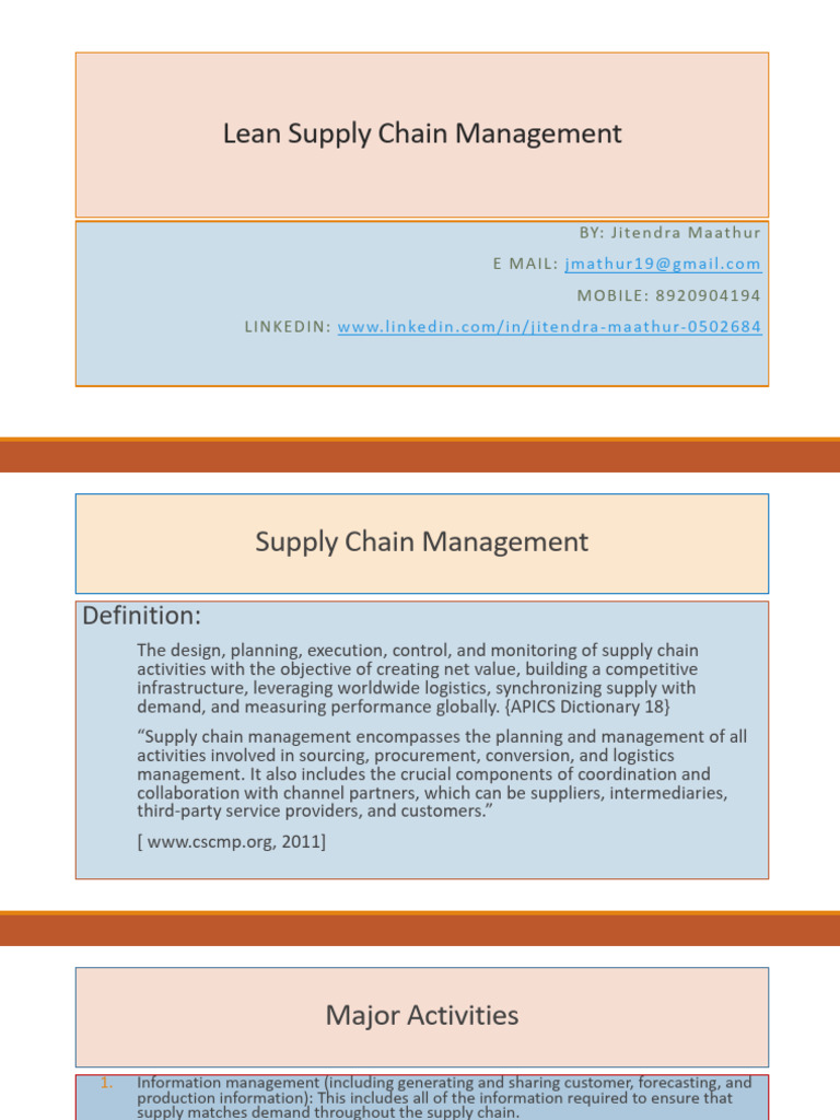 3 Lean Supply Chain Management CU | PDF | Supply Chain | Supply Chain ...