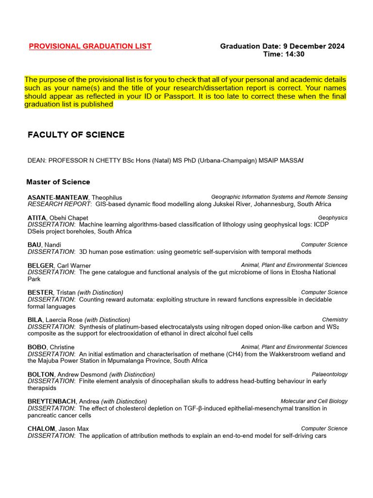 Science Provisional Grad List - C32 (9 Dec, 14.30) | PDF | Geographic ...