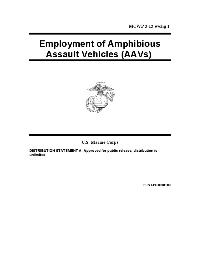 MCWP 3-13 Employment of Amphibious Assault Vehicles (AAVs) | PDF
