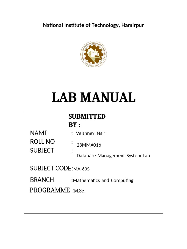 DBMS LAB FILE Vaishnavi | PDF | Data Management | Data Management Software