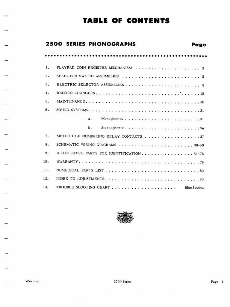 Wurlitzer - 2500 Service Manual | PDF