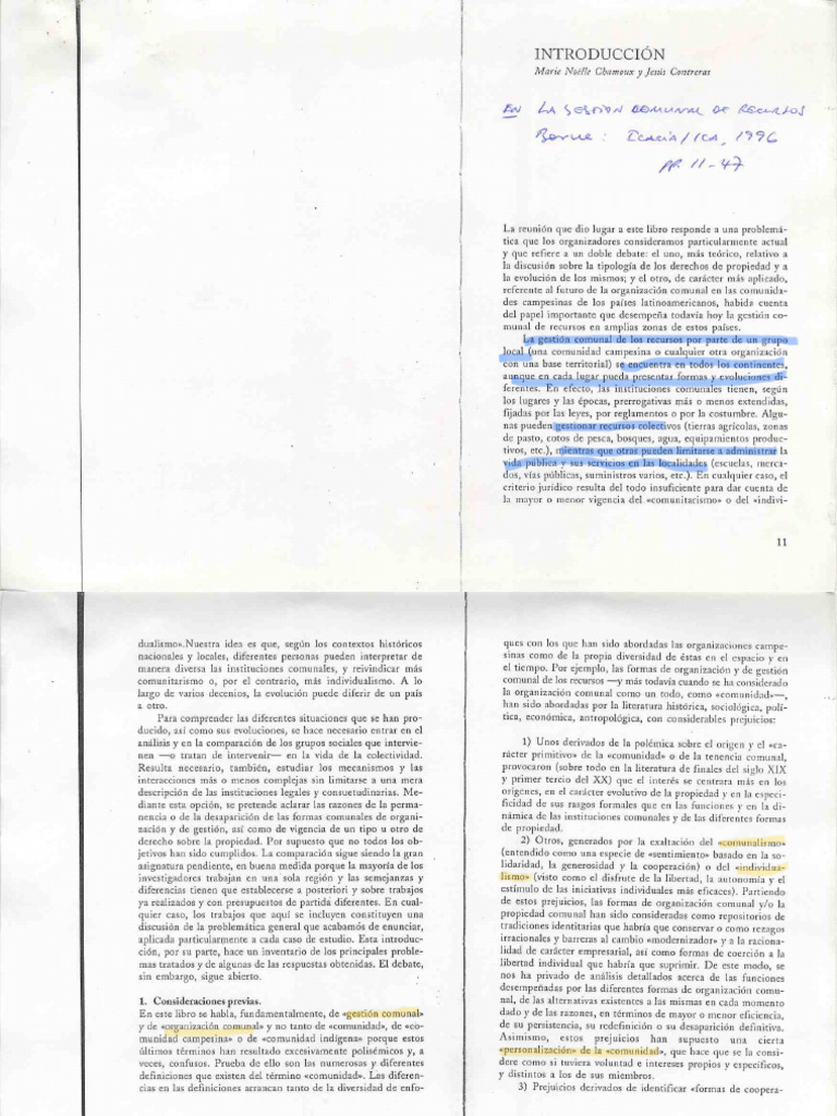 Chamoux Contreras 1996 IntroduccionAlaGestionComunal | PDF
