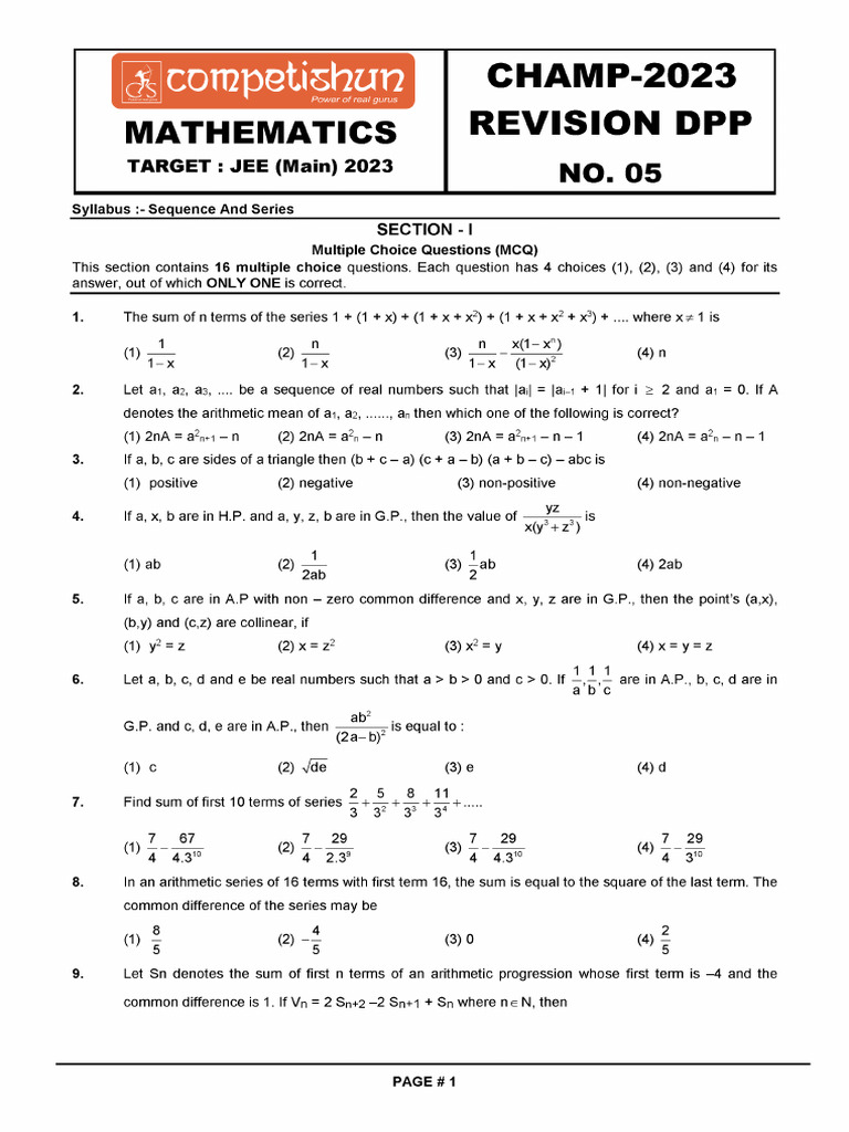 Dpp-5 - PC Copy - Sequence and Series | PDF