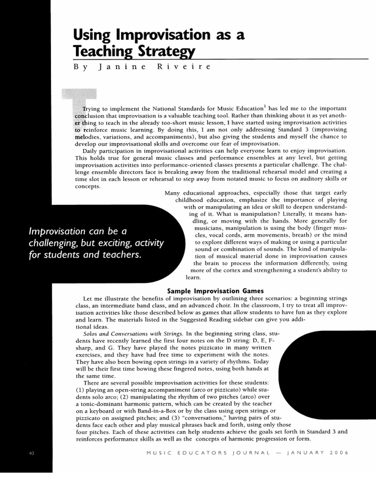 Using Improvisation As Teaching Strategies | PDF | Harmony | Scale (Music)