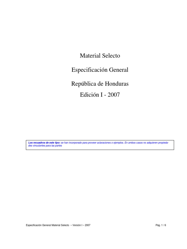 Especificación de Material Selecto 2007 | PDF | La carretera | Agua