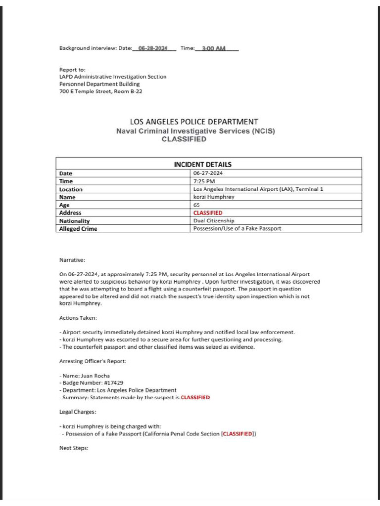 Background Interview LAPD | PDF