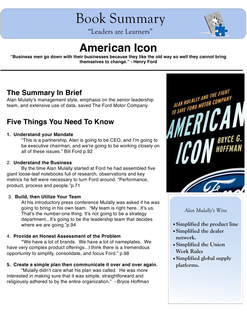 American Icon Chief Executive Officer Ford Motor Company