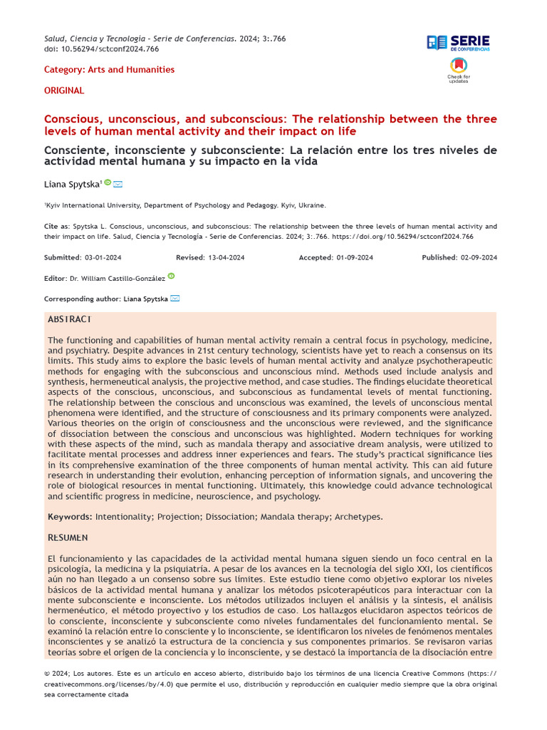 Conscious, Unconscious, and Subconscious: The Relationship Between The ...