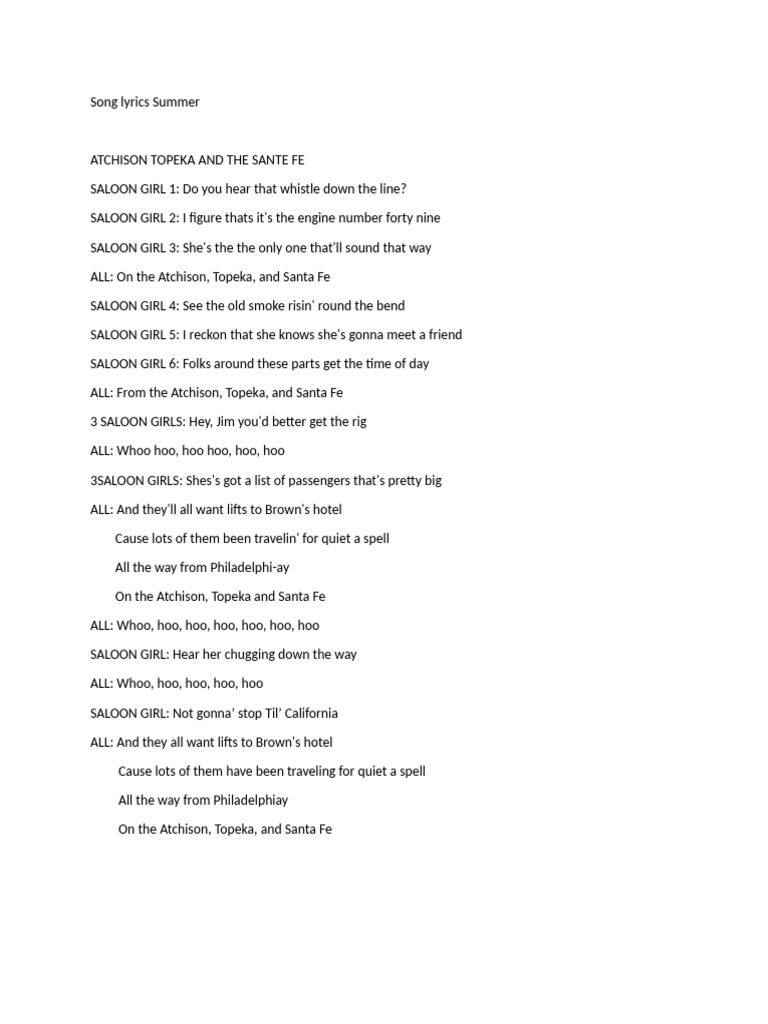 Song Lyrics Summer | PDF