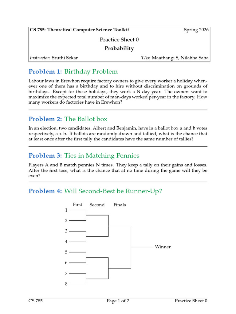 CS785 Spring 26 Practice Sheet0 | PDF