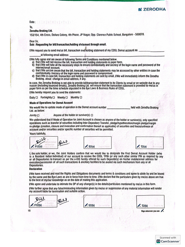 Zerodha - Rest Documents To Verify | PDF