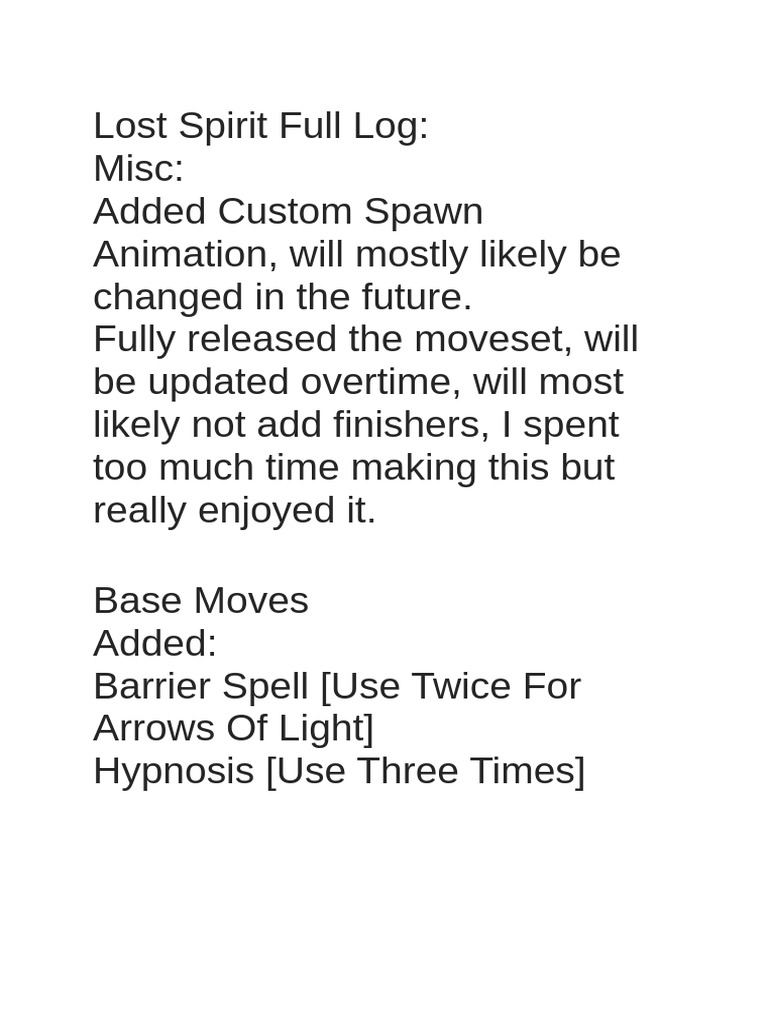Lost Spirit Update and Release | PDF