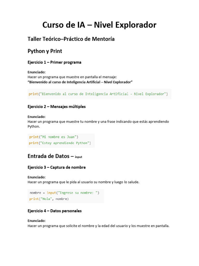 Taller 1 | PDF | Python (lenguaje de programación) | Inteligencia ...