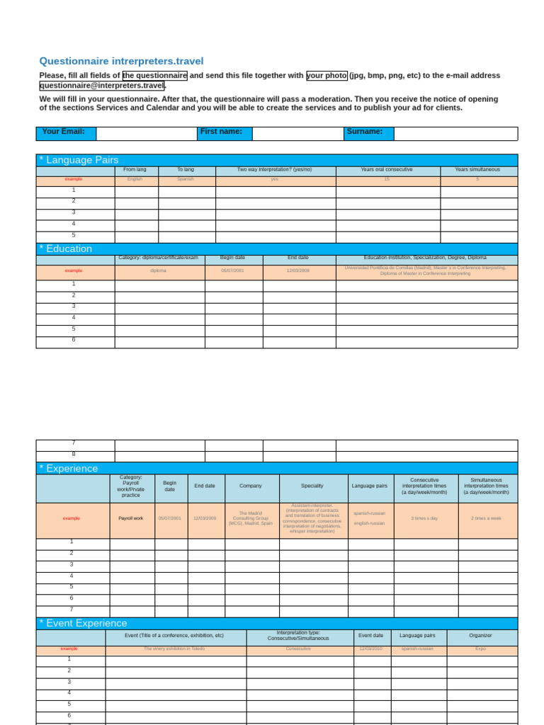 Questionnaire | PDF | Language Interpretation | Translations