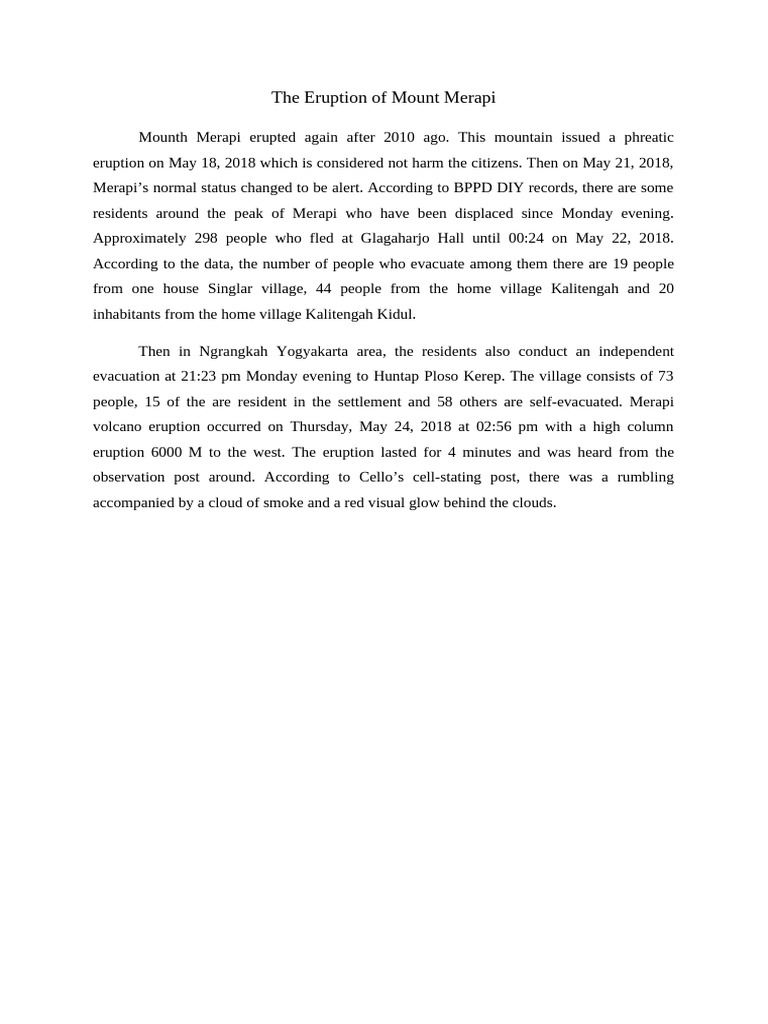 The Eruption of Mount Merapi | PDF