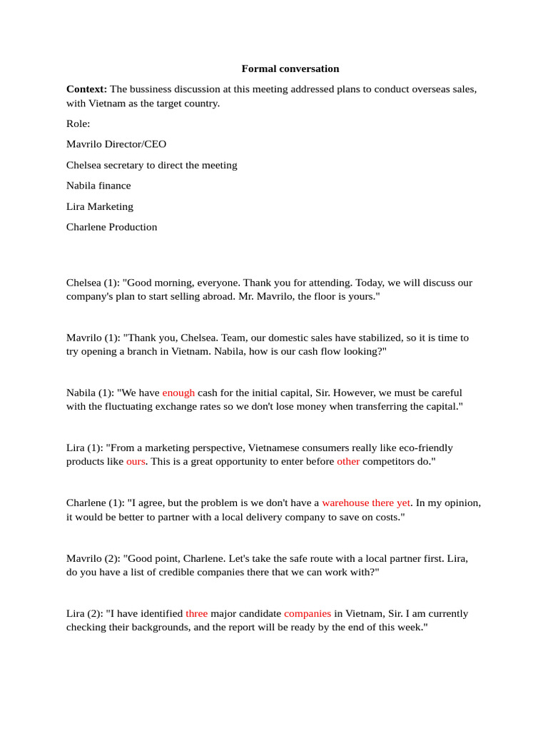 Formal Conversation KLP 4 | PDF | Business | Economies