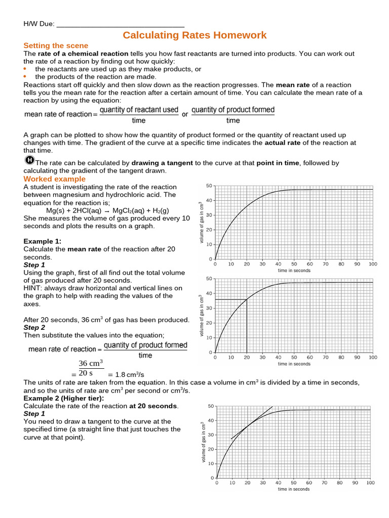CS HT Calculating Rates | PDF | Acid | Chemical Reactions