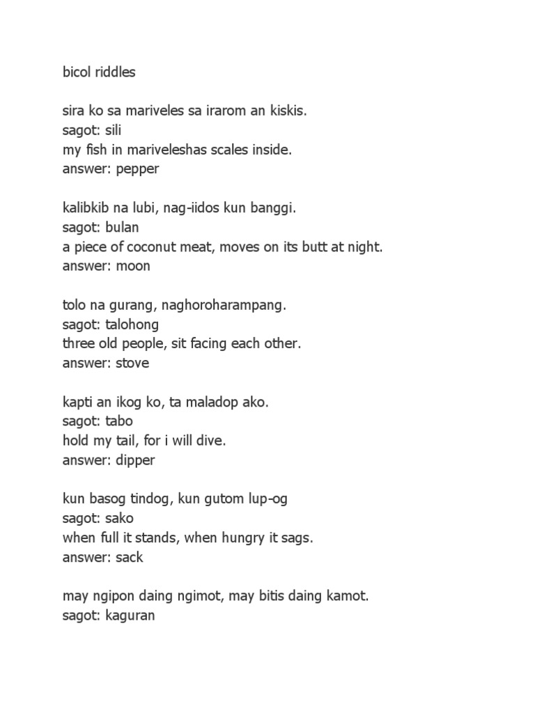 Bicol Riddles