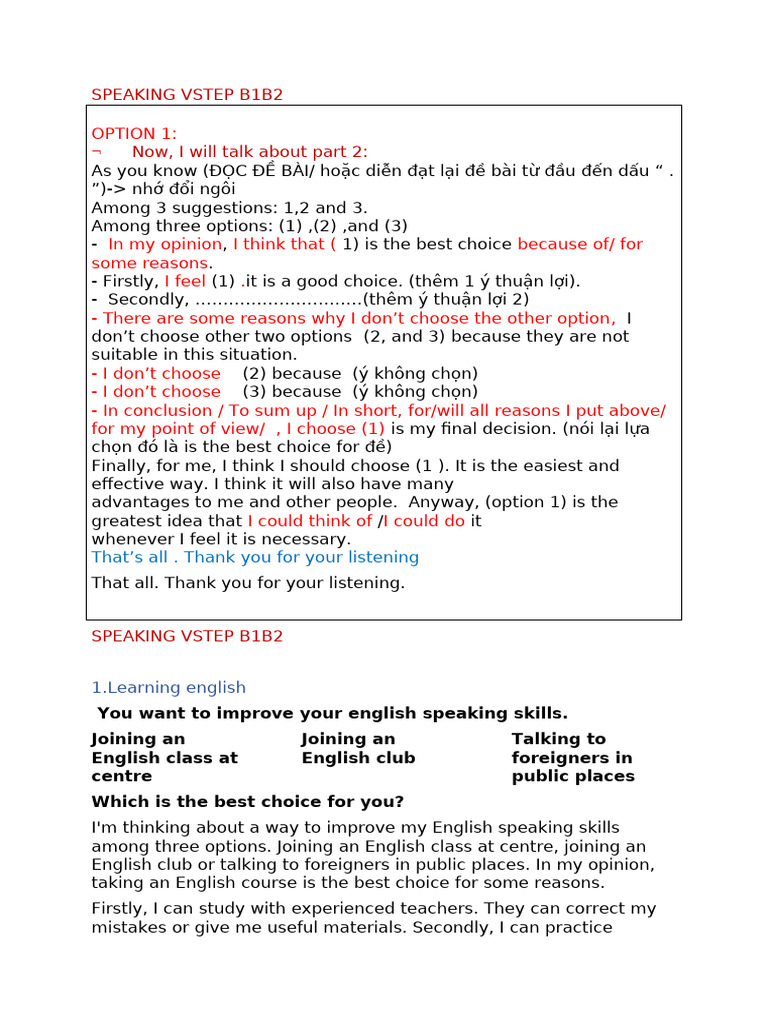Speaking Vstep | PDF | Tourism | Mail