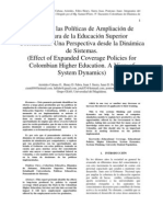 Articulo - Efecto de Las Políticas de Ampliación de Cobertura de La Educación Superior Colombiana. Una Perspectiva Desde La Dinámica de Sistemas.