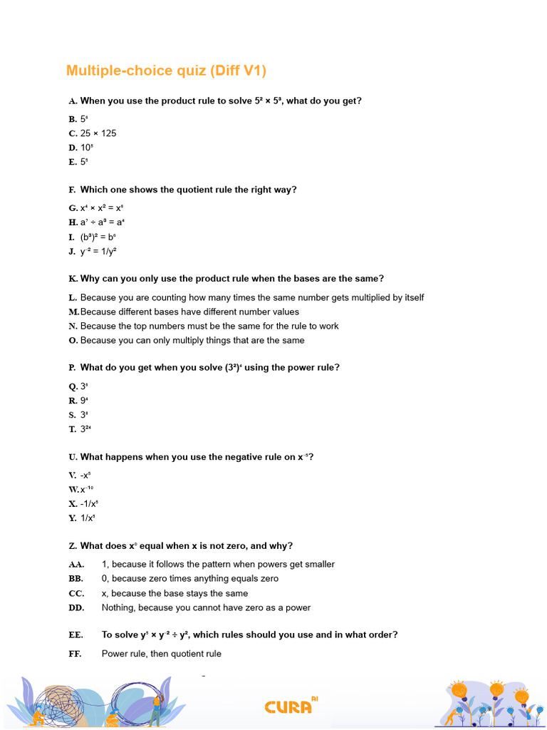 Multiple-Choice Quiz (Diff v1) | PDF