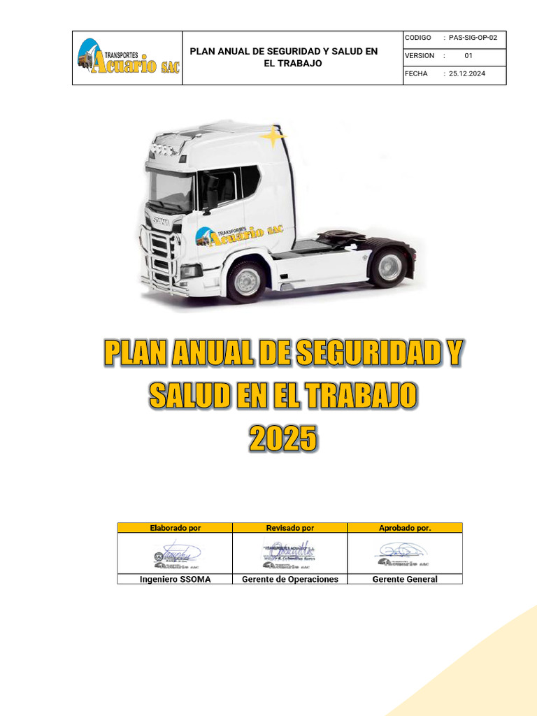 Plan Anual de Seguridad y Salud en El Trabajo 2025 | PDF | Seguridad y ...