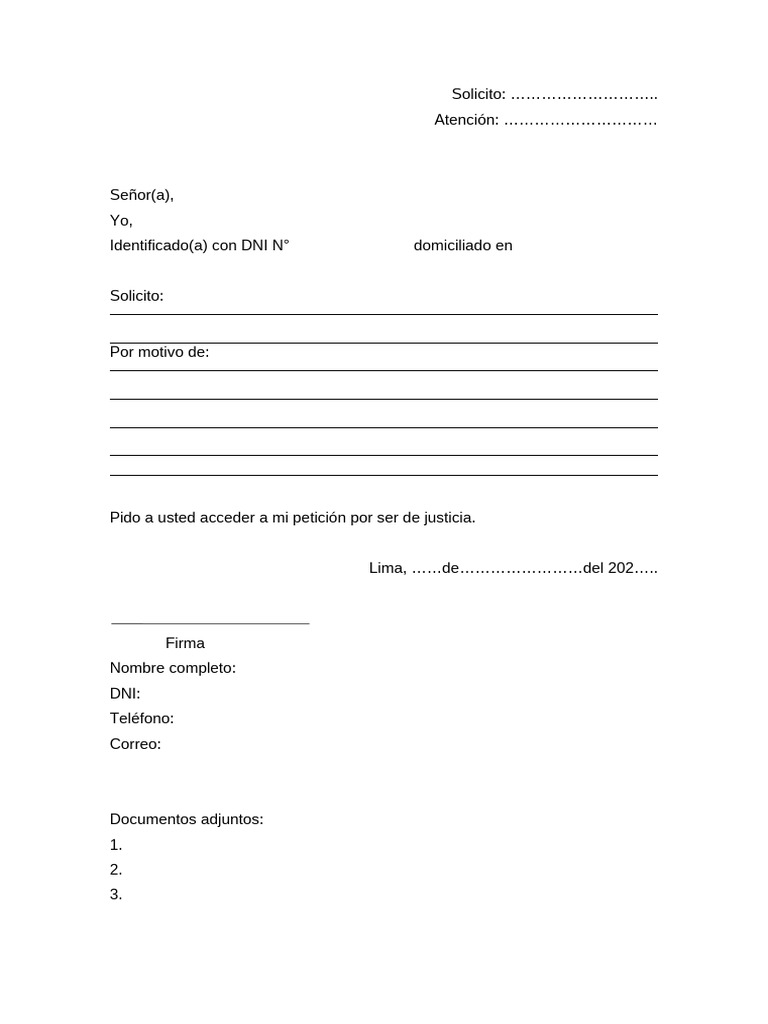 Modelo Solicitud Simple | PDF